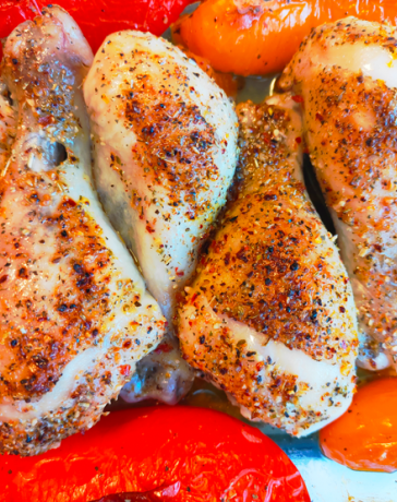 Куриные голени запеченные в духовке до румяной корочки с болгарским перцем