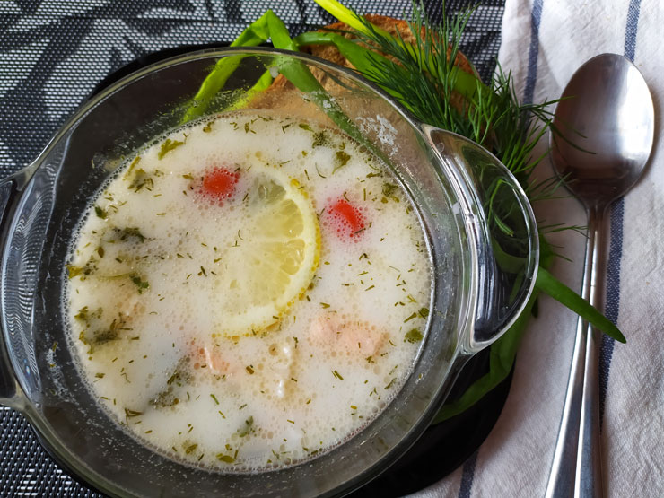 Рецепт сырного супа с лососем