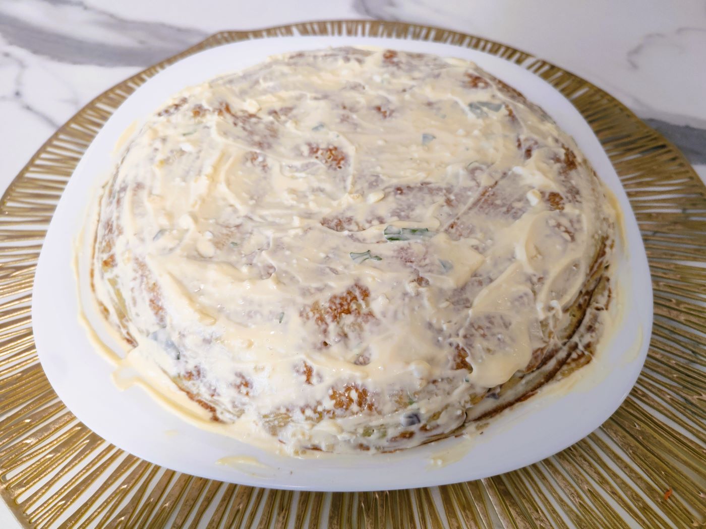 Рецепт закусочного торта с кабачком и чесноком - шаг 22